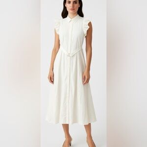 Maeve Anthropologie White Dress with matching belt